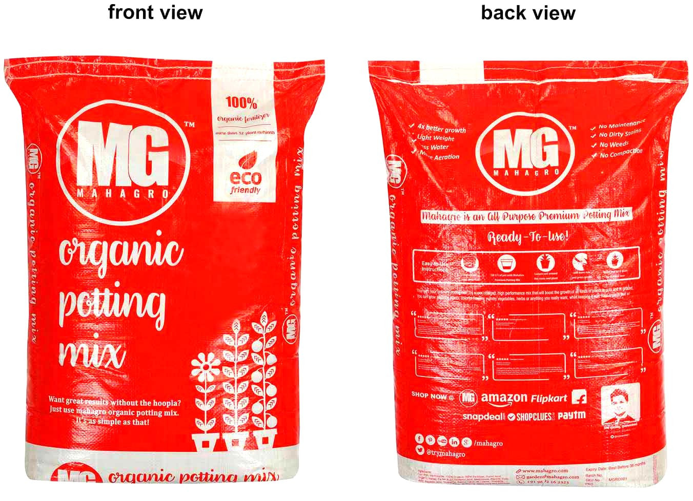 All Purpose Premium Potting Mix®- With Cocopeat & Organic Fertilizer-MahaGro- 10kg (Pack of 5bags) - MahaGro™