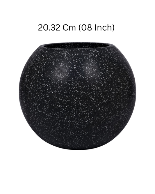 Jaguar Ball Pot 20.32 Cm (08 Inch) Grey Granite Marble - Roto Moulded Planter