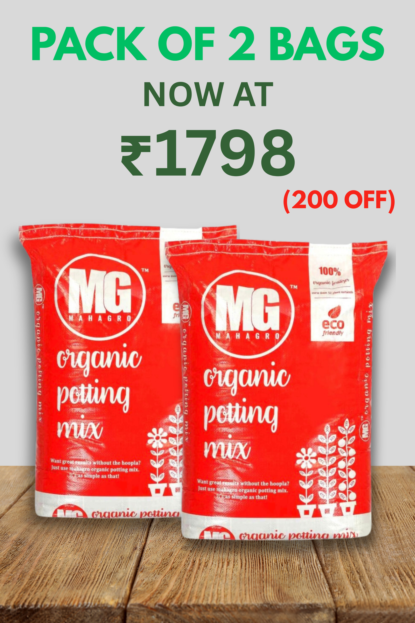 MahaGro Organic Potting Mix® 10kg- Pack of 2