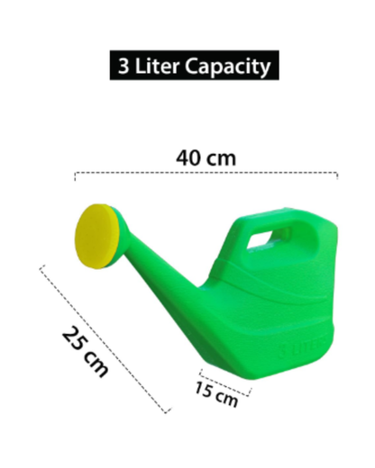 3L Green Plastic Water Can with Spray Nozzle For Plants