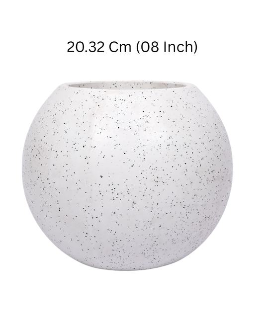 Jaguar Ball Pot 20.32 Cm (08 Inch) White Marble - Roto Moulded Planter